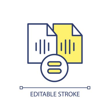 Ses asistanını temsil eden 2B düzenlenebilir ses klonlama simgesi, izole edilmiş vektör, çok renkli ince çizgi illüstrasyonu.