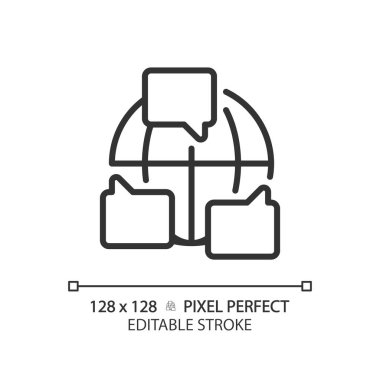 2B piksel mükemmel düzenlenebilir siyah işbirliği simgesi, izole vektör, ince çizgi çizimi yumuşak becerileri temsil ediyor.