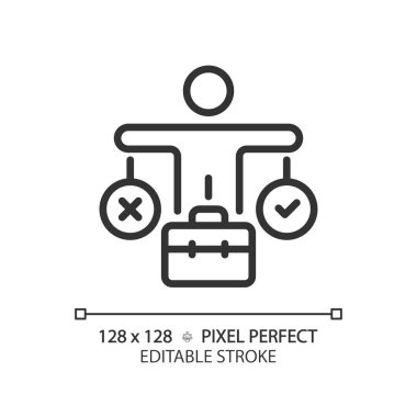2B piksel mükemmel düzenlenebilir siyah karar ikon, izole vektör, ince çizgi çizimi yumuşak becerileri temsil eder.