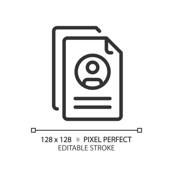 Pixel Perfektní Upravitelný Černý Životopis Jednoduchá Ikona Izolovaný Vektor Tenká — Stockový vektor