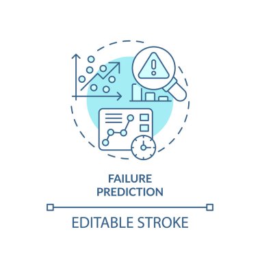 2B düzenlenebilir mavi simge hata öngörüsü kavramı, izole edilmiş vektör, öngörülebilir bakım ince çizgi tek renkli illüstrasyon.