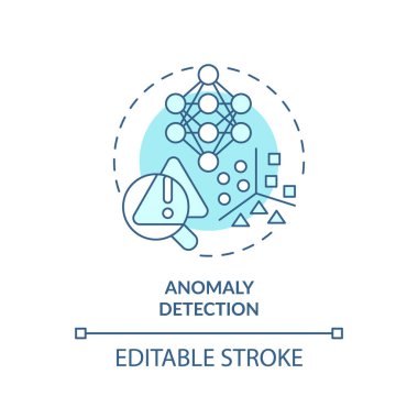 2B düzenlenebilir mavi ikon anomali saptama konsepti, izole edilmiş vektör, öngörülebilir bakım ince çizgi tek renkli illüstrasyon.