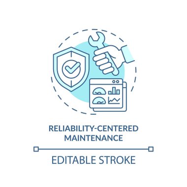 2D düzenlenebilir mavi ikon güvenilirlik merkezi bakım konsepti, izole vektör, öngörülebilir bakım ince çizgi tek renkli illüstrasyon.
