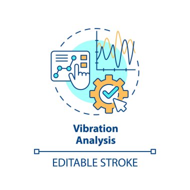 2B düzenlenebilir çoklu renk ikonu titreşim analizi konsepti, basit izole vektör, öngörülebilir ince çizgi çizimi.