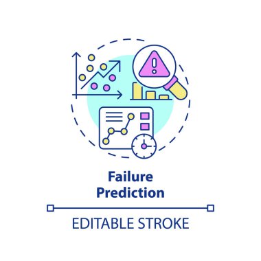 2B düzenlenebilir çoklu renk ikonu hata öngörüsü konsepti, basit izole vektör, öngörülebilir bakım ince çizgi çizimi.