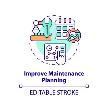 2B düzenlenebilir çoklu renk simgesi bakım planlama kavramını geliştirir, basit izole vektör, öngörülebilir ince çizgi çizimi.