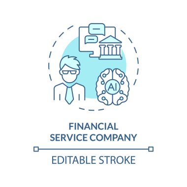 2D düzenlenebilir mavi finans şirketi simgesi, basit izole edilmiş vektör, ince çizgi monokromatik illüstrasyon AI mühendisi