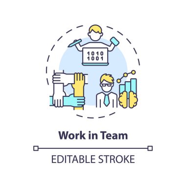 2B düzenlenebilir çoklu renk çalışması takım simgesi, basit izole vektör, yapay zeka mühendisliği ince çizgi illüstrasyonu.