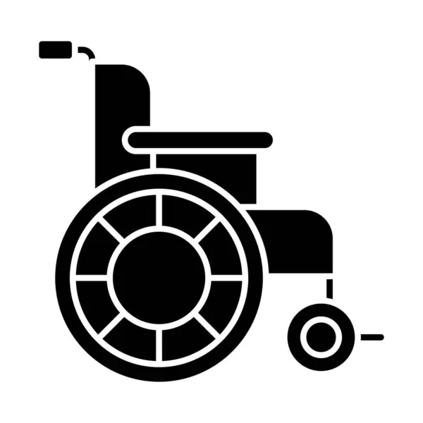 2Dピクセル完璧なグリフスタイルの車椅子アイコン 隔離ベクター 医療機器を代表するシルエットイラスト — ストックベクタ