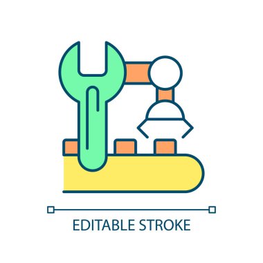2B düzenlenebilir bakım planlama simgesi, öngörü bakımını temsil eden izole vektör, çok renkli ince doğrusal illüstrasyon.
