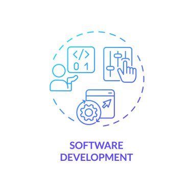 2B gradyan yazılım geliştirme simgesi, izole edilmiş vektör, yapay zeka mühendisliği, yaratıcı ince çizgi çizimi