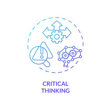 2B gradyan eleştirel düşünme simgesi, izole edilmiş vektör, yapay zeka mühendisliği, yaratıcı ince çizgi çizimi