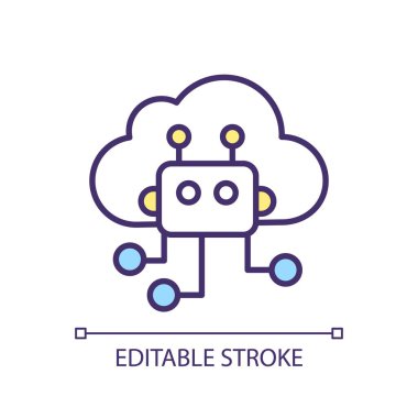 MOOC 'u temsil eden 2B düzenlenebilir bulut teknolojileri simgesi, izole edilmiş vektör, çok renkli ince çizgi çizimi.