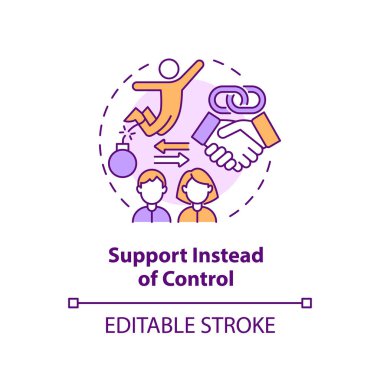 Kontrol konsepti yerine 2B düzenlenebilir ince çizgi simgesi desteği, izole vektör, çoklu renk illüstrasyonuName.