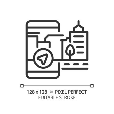 2B piksel mükemmel düzenlenebilir siyah harita yön bulma simgesi, izole edilmiş basit vektör, ince çizgi illüstrasyonu VR, AR ve MR 'ı temsil ediyor.