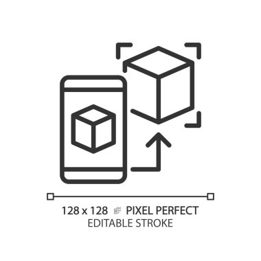2B piksel mükemmel düzenlenebilir siyah fütüristik teknoloji simgesi, izole edilmiş basit vektör, ince çizgi illüstrasyonu VR, AR ve MR 'ı temsil ediyor.