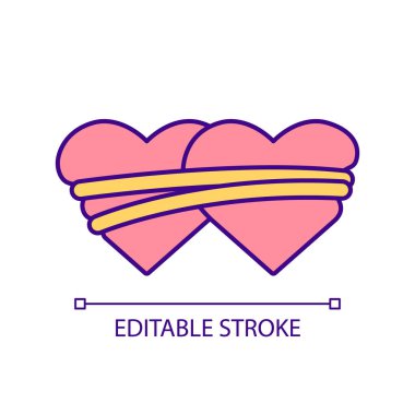 Eş bağımlı ilişkiyi, izole edilmiş vektörü, çok renkli ince çizgi illüstrasyonunu temsil eden 2B düzenlenebilir reaktivite simgesi.