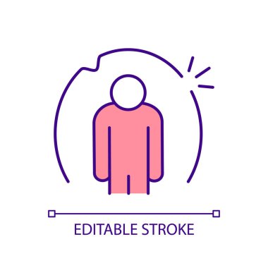 2B düzenlenebilir zayıf sınırlar simgesi, birbirine bağımlı ilişkiyi, izole edilmiş vektörü, basit ince çizgi illüstrasyonunu temsil eder.