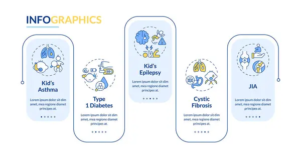 stock vector 2D parenting children with health issues vector infographics template, data visualization with 5 steps, process timeline chart.