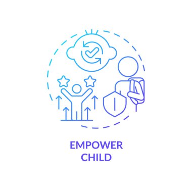 2B gradyan çocuk konseptini güçlendirme ikonu, izole edilmiş vektör, sağlık sorunları olan ebeveynlik çocuklarını temsil eden illüstrasyon.