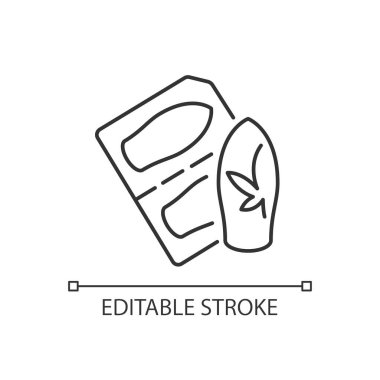 2B piksel mükemmel düzenlenebilir siyah kenevir kapsülü simgesi, izole vektör, ince çizgi çizimi.