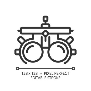 2B piksel mükemmel düzenlenebilir siyah deneme çerçeve simgesi, izole basit vektör, göz bakımını temsil eden ince çizgi illüstrasyonu.