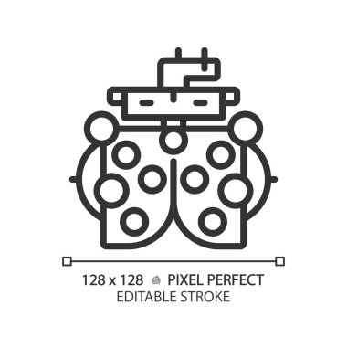 2B piksel mükemmel düzenlenebilir siyah phoropter simgesi, izole basit vektör, göz bakımını temsil eden ince çizgi illüstrasyonu.