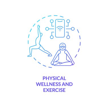 2B ince çizgi gradyan fiziksel sağlık ve egzersiz konsepti, izole vektör, arenayı temsil eden mavi illüstrasyon.