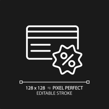 2B piksel mükemmel düzenlenebilir beyaz kart indirimi simgesi, izole edilmiş vektör, indirimleri temsil eden basit ince çizgi illüstrasyonu.