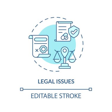 2D düzenlenebilir mavi yasal konular simgesi, basit izole edilmiş tek renkli vektör, tıbbi turizm ince çizgi çizimi.