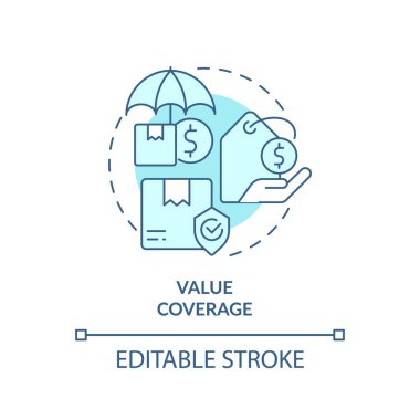 Hareket eden servisi temsil eden 2B düzenlenebilir değer kapsamı simgesi, tek renkli izole vektör, mavi ince çizgi illüstrasyonu.