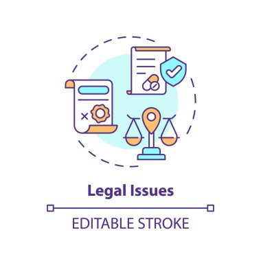 2D düzenlenebilir çok renkli yasal konular simgesi, basit izole vektör, tıbbi turizm ince çizim illüstrasyonu.