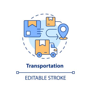 Hareket eden servisi temsil eden 2B düzenlenebilir ulaşım simgesi, basit izole edilmiş vektör, çok renkli ince çizgi illüstrasyonu.