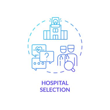2D gradyan hastane seçim simgesi, basit izole vektör, tıbbi turizm ince çizgi çizimi.