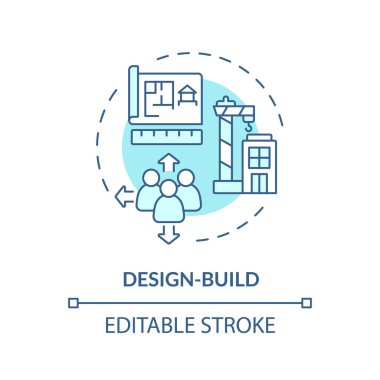 2B düzenlenebilir mavi tasarım ikon, tek renkli izole vektör, inşaat maliyeti ince çizgi illüstrasyonu.