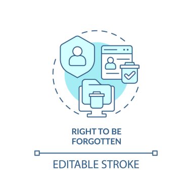 2B düzenlenebilir mavi unutulabilir simge, tek renkli izole vektör, siber yasa ince çizim hakkı.