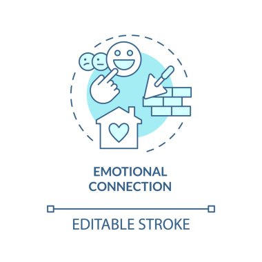 2B düzenlenebilir mavi duygusal bağlantı simgesi, tek renkli izole vektör, inşaat maliyeti ince çizgi illüstrasyonu.