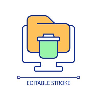 Siber yasayı, izole edilmiş vektörü, ince çizgi illüstrasyonunu simgeleyen 2B basit düzenleme hakkı.