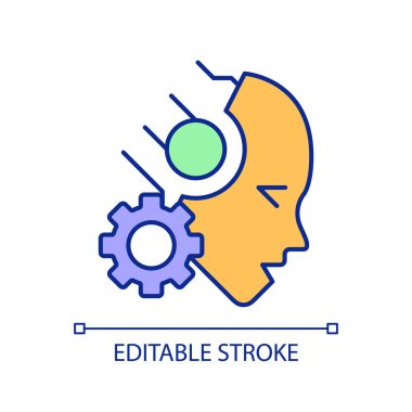 Siber kanunu, izole edilmiş vektörü, ince çizgi illüstrasyonunu temsil eden 2B basit düzenlenebilir yanlış tasvir simgesi.