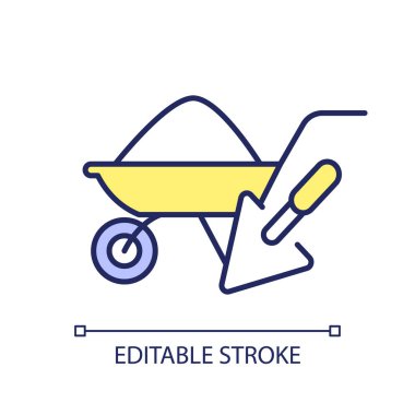 Yapı maliyetini temsil eden 2B düzenlenebilir özel finansman simgesi, izole edilmiş vektör, çok renkli ince çizgi illüstrasyonu.