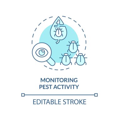 2D düzenlenebilir mavi haşere etkinliği simgesi, tek renkli izole vektör, entegre haşere yönetimi ince çizgi illüstrasyonu.