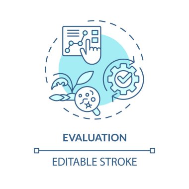 2B düzenlenebilir mavi değerlendirme simgesi, tek renkli izole vektör, entegre haşere yönetimi ince çizgi illüstrasyonu.