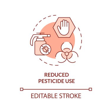 2D düzenlenebilir kırmızı böcek ilacı kullanımı simgesi, monokromatik izole vektör, entegre haşere yönetimi ince çizgi çizimi.
