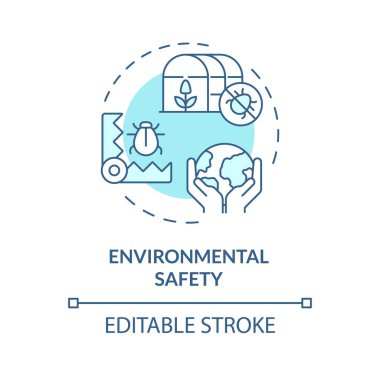 2D düzenlenebilir mavi çevre güvenlik simgesi, tek renkli izole vektör, entegre haşere yönetimi ince çizgi illüstrasyonu.