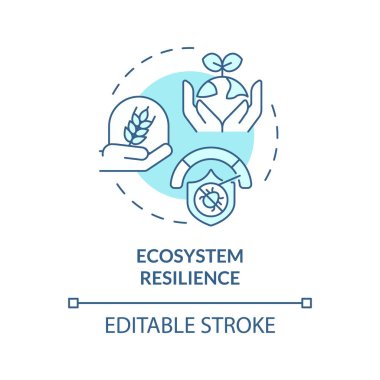 2D düzenlenebilir mavi ekosistem dayanıklılık simgesi, monokromatik izole vektör, entegre haşere yönetimi ince çizgi illüstrasyonu.