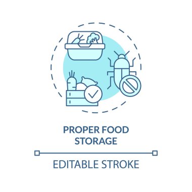 2D düzenlenebilir mavi düzgün gıda depolama simgesi, tek renkli izole vektör, entegre haşere yönetimi ince çizgi çizimi.