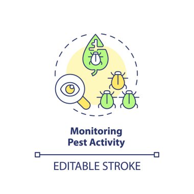 2D düzenlenebilir çoklu renk izleme haşere etkinliği simgesi, basit izole vektör, entegre haşere yönetimi ince çizgi çizimi.