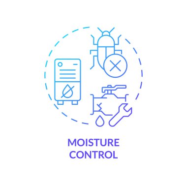 2B gradyan nem kontrol simgesi, izole vektör, entegre haşere yönetimi ince çizgi illüstrasyonu.