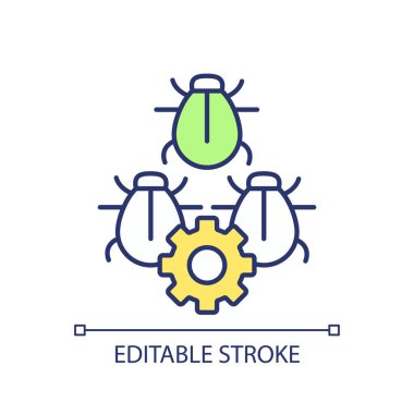 Entegre haşere yönetimini, izole edilmiş vektörü, ince çizgi illüstrasyonunu temsil eden 2B basit düzenlenebilir kontrol simgesi.