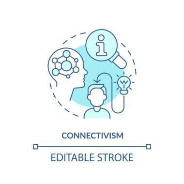 2D düzenlenebilir mavi bağlantı simgesi, basit tek renkli vektör, öğrenme teorileri ince çizgi çizimi.